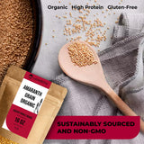 Organic Amaranth Grain 16oz - 26g Protein Ancient Grain (Complete Plant Protein), Gluten-Free, Non-GMO, Vegan - Ideal for Cooking, Porridge, Baking & Popping