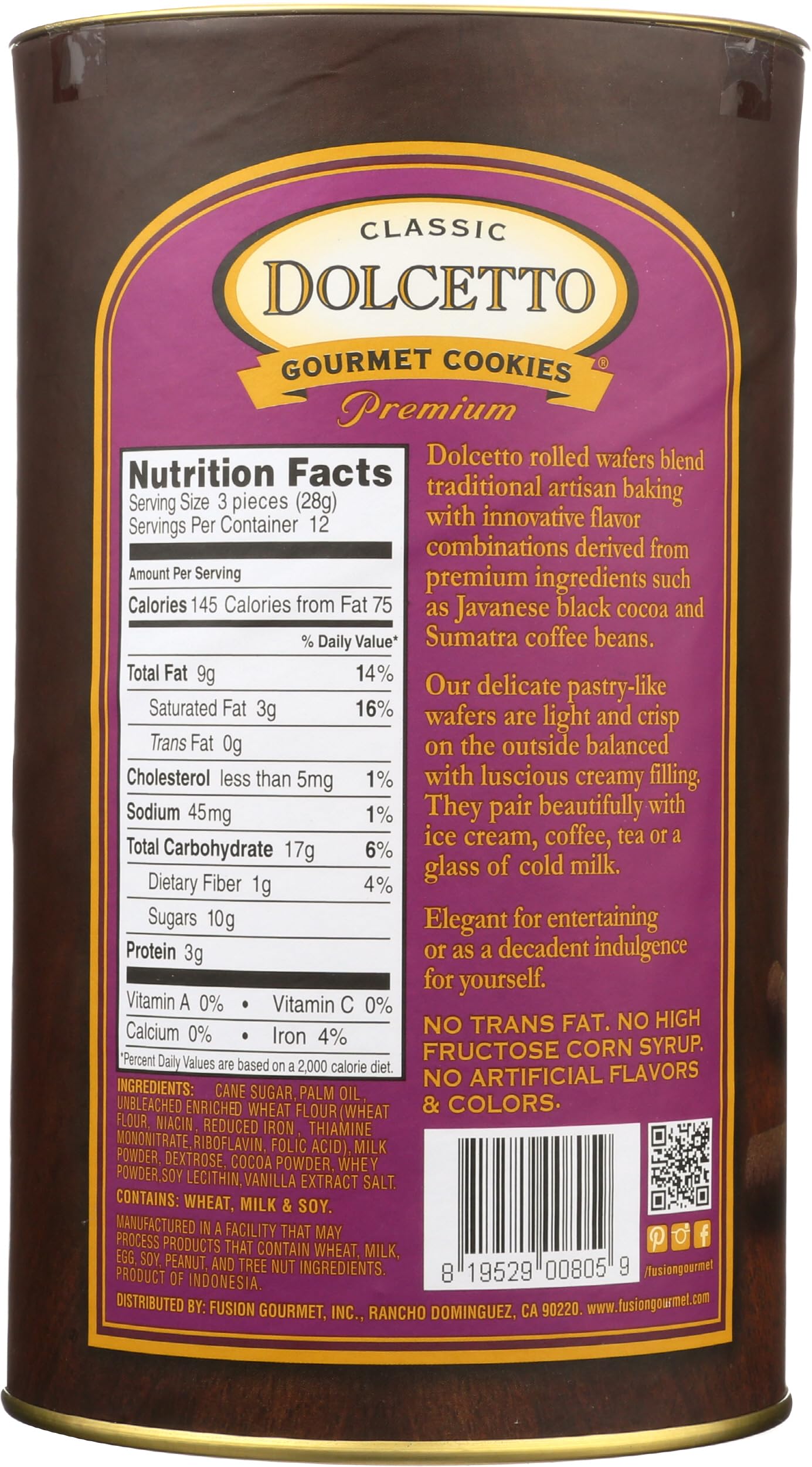 DOLCETTO Dolcetto Wafer Rolls Cookies Cream, 12 OZ