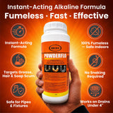 PowderFlo Drain Cleaner Powder, Fast-Acting Formula for Grease, Hair, Oil & Soap Buildup, Fumeless, for Common Sink and Floor Drain Lines, Commercial
