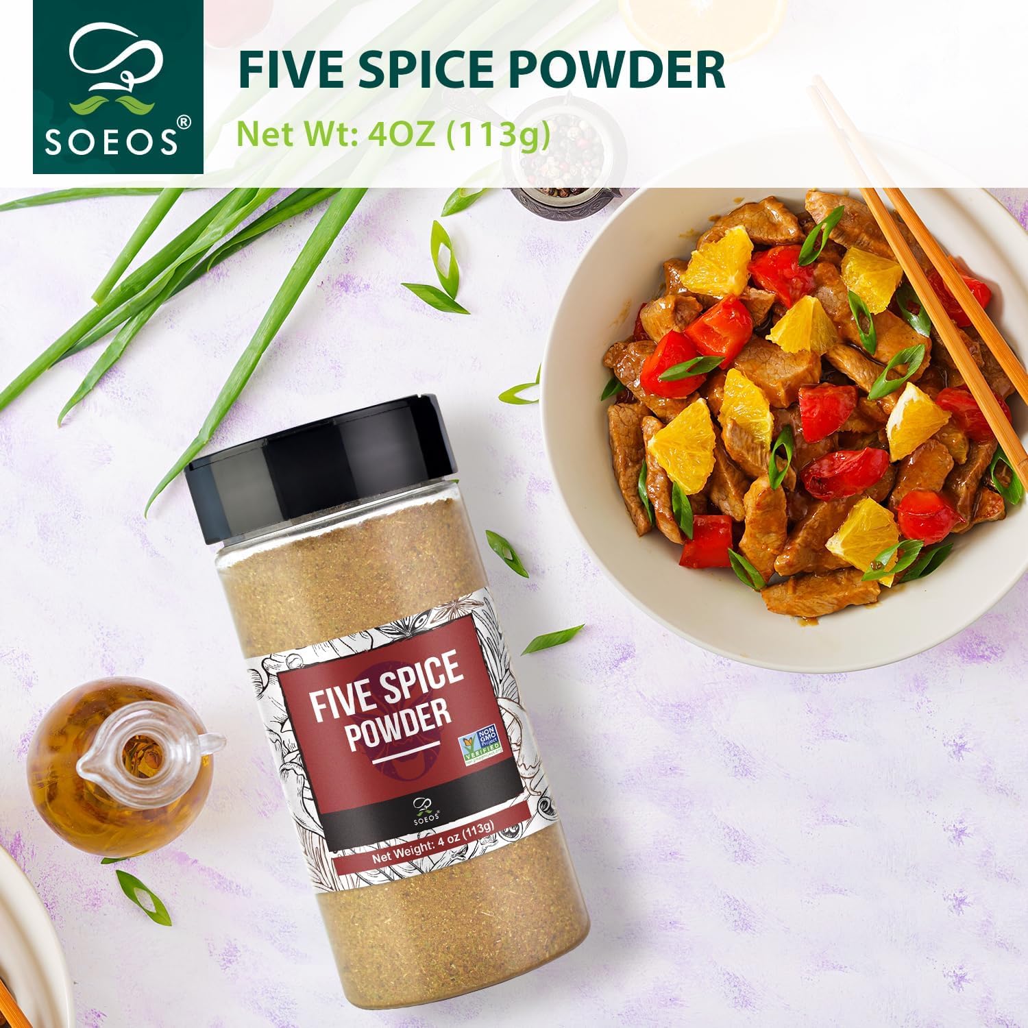 Soeos Chinese Five Spice Pack of 36? 4oz*36?, Five Spice Powder, Five Spice Chinese Seasoning Non-GMO, Non-irradiated, No preservatives, No MSG