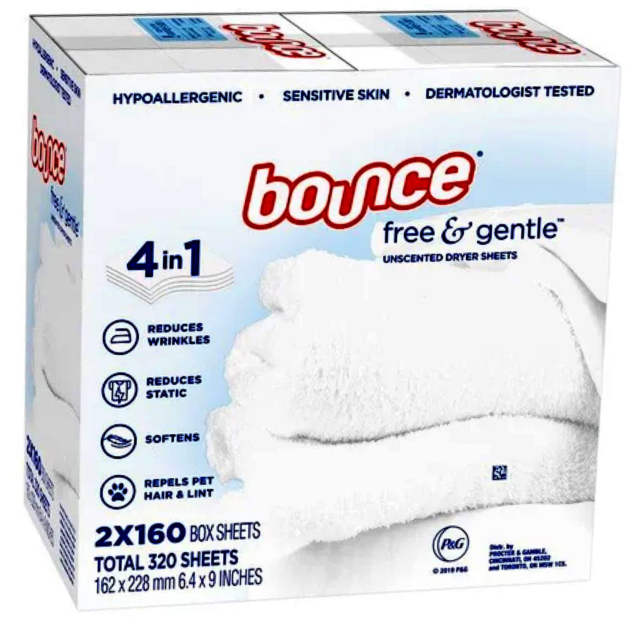 Bounce Free & Gentle Unscented Dryer Sheets, 320 ct.(Bulk Discount Available) 203805 160 Count (Pack of 2)