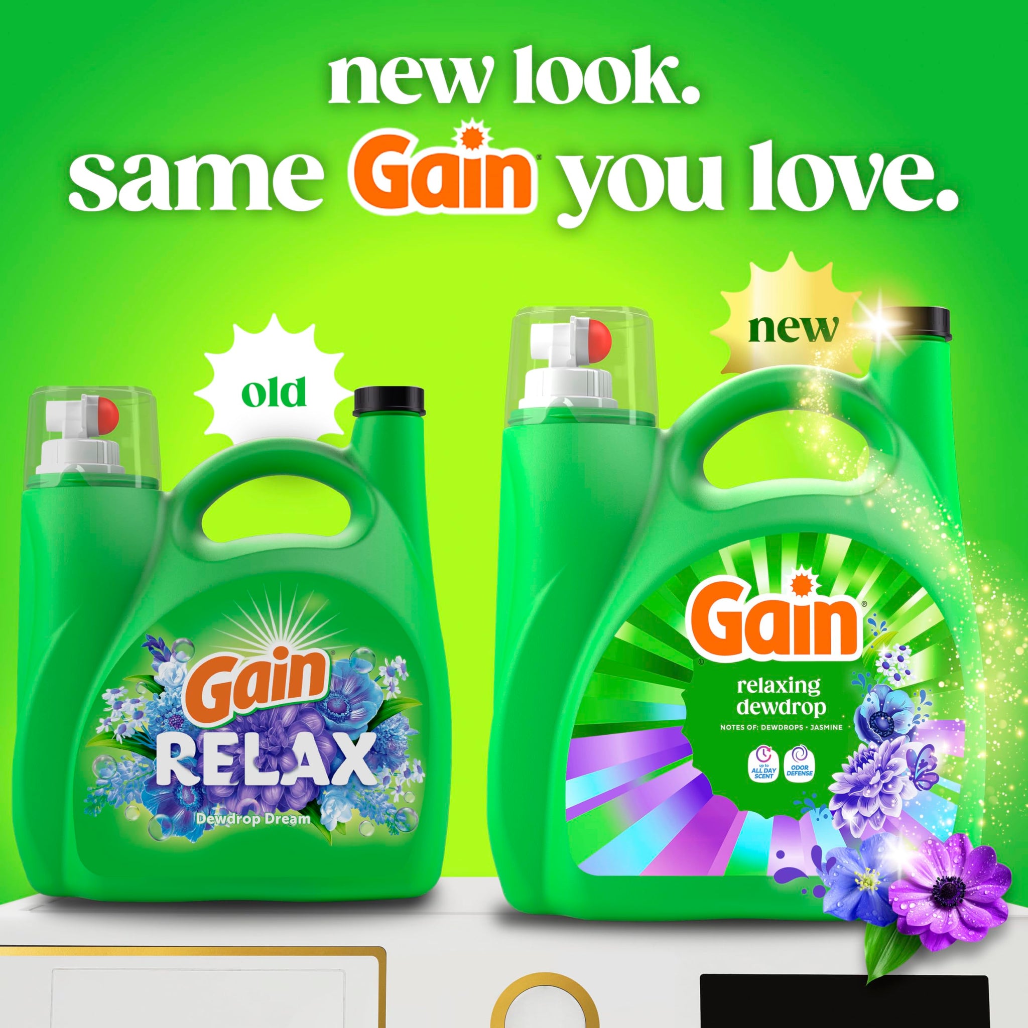 Gain Liquid Laundry Detergent, With Odor Defense, Relaxing Dewdrop Scent, Laundry Soap For HE Washing Machines, 132 fl oz, 100 Loads (Packaging May