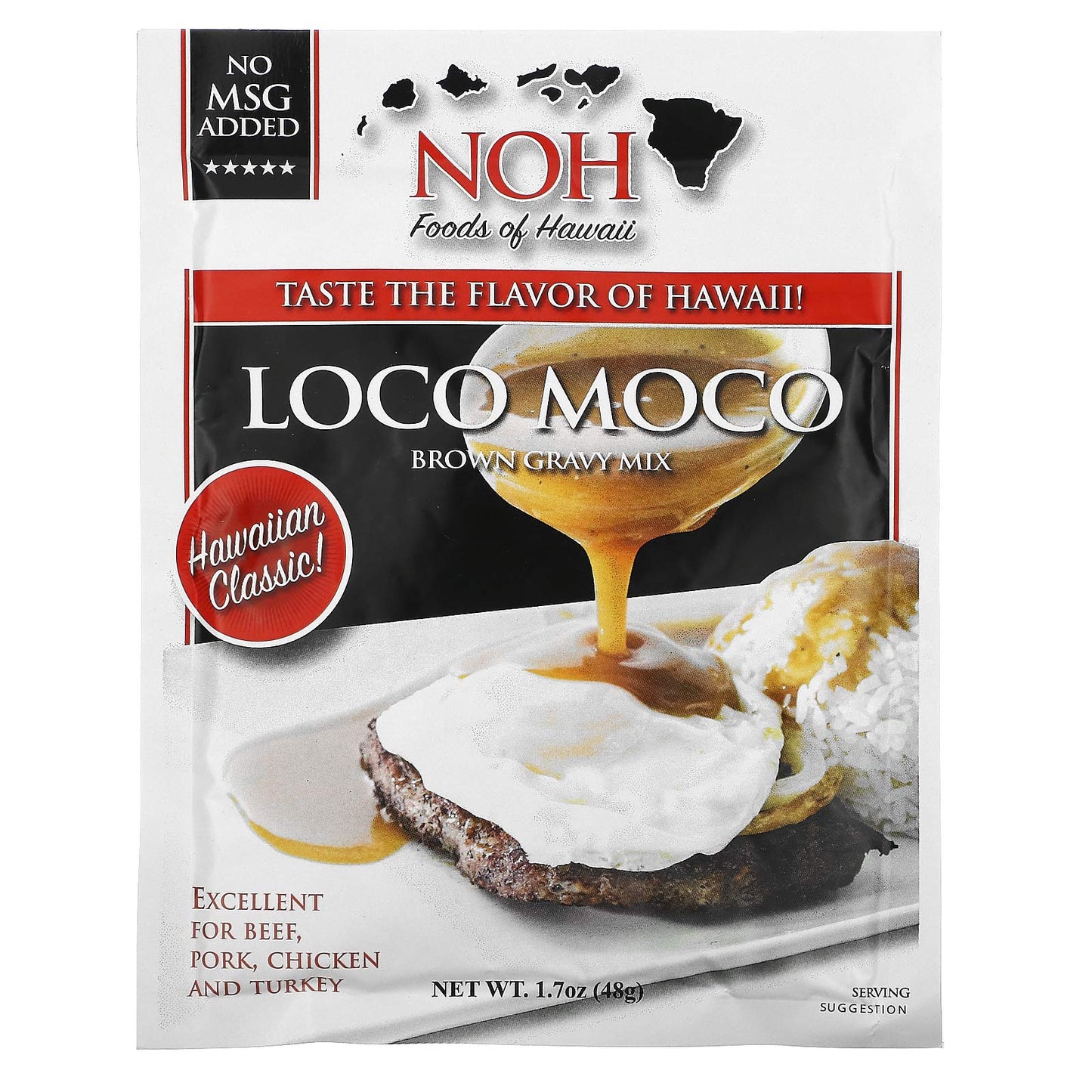 NOH Foods of Hawaii Loco Moco, Hawaiian Brown Gravy Mix, 1.7 oz (48 g)