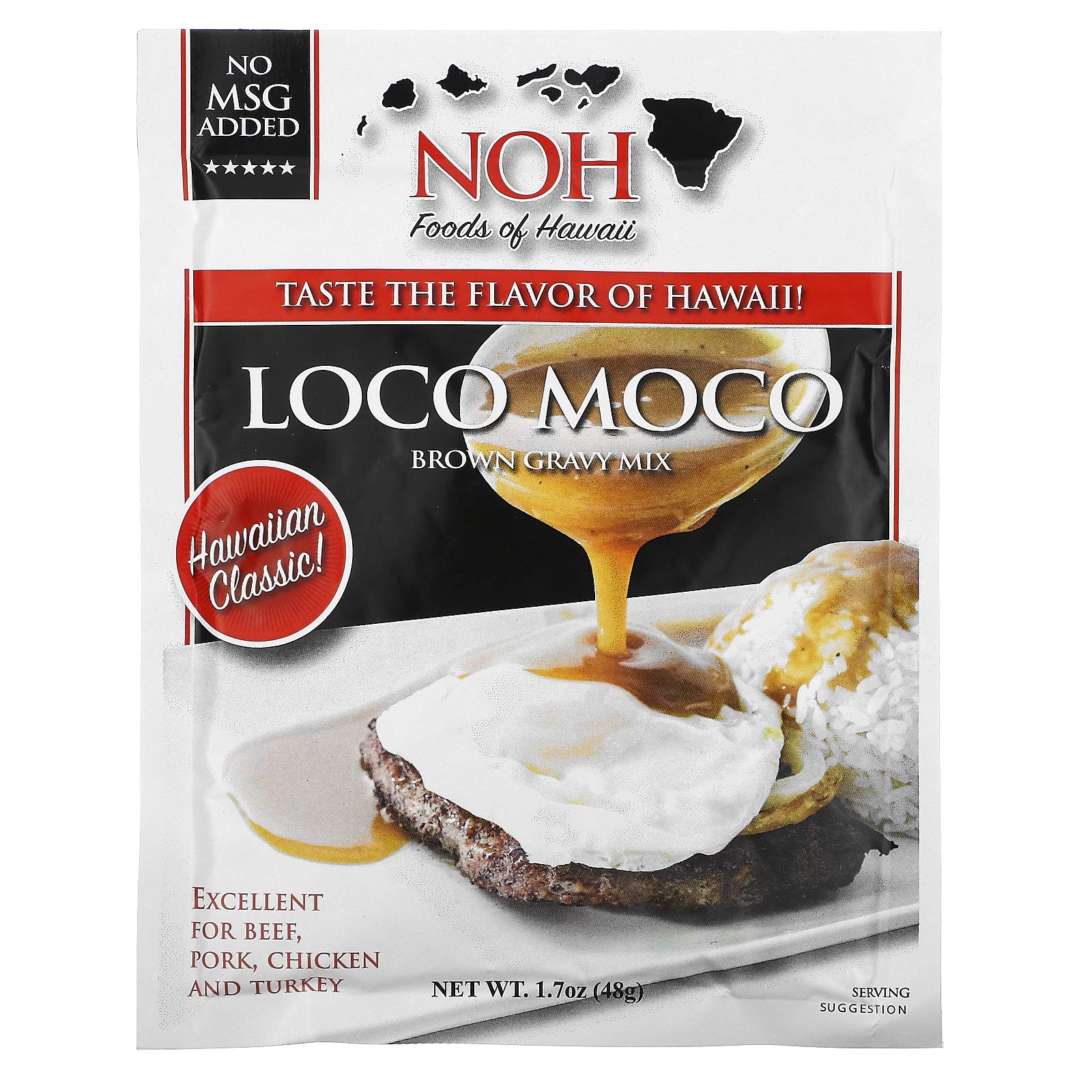 NOH Foods of Hawaii Loco Moco, Hawaiian Brown Gravy Mix, 1.7 oz (48 g)