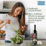 M.G. PAPPAS High Polyphenol Rich Garlic Infused Olive Oil - Extra Virgin Olive Oil - Over 500mg/kg - Cold Pressed & Unfiltered - High Hydroxytyrosol Greek Olive Oil - Award Winning