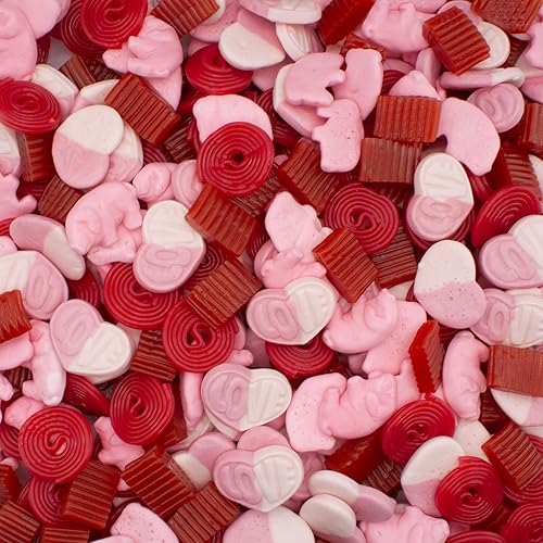 Valentine’s Day Strawberry Candy Mix, 1 Pound - Gourmet Gummy & Licorice Assortment, Sweet Strawberry Flavored Candy, Resealable Bag