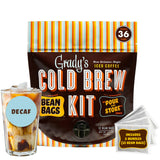 GRADY’S COLD BREW, New Orleans Style - DECAF, 100% Arabica Ground Coffee & Chicory Pouches, All-in-One Cold Brew Kit with 12 Easy-to-Brew Beans Bags