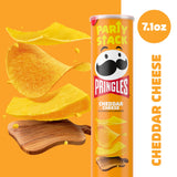 Pringles Potato Crisps Chips, Lunch Snacks, On-The-Go Snacks, Party Stack, Cheddar Cheese, 7.1oz Can (1 Can)