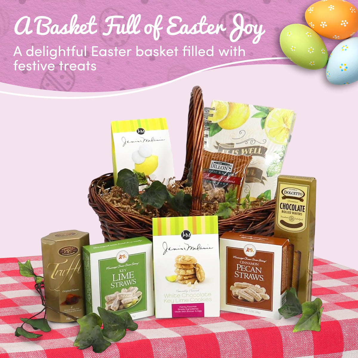 Gift Basket Village Easter Blessings Basket, Easter Basket Ideas for Kids & Adults, Thoughtful Easter Gift & Care Package with Easter Snacks, Easter