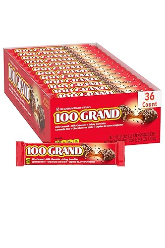 100 Grand Milk Chocolate Candy Bars, Full Size Bulk Individually Wrapped Ferrero Candy, Pack of 36