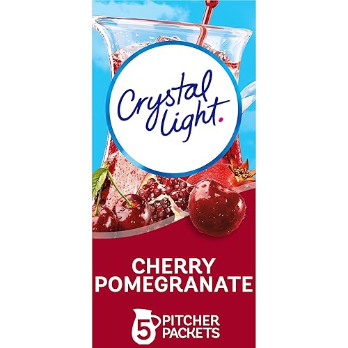 Crystal Light Cherry Pomegranate Naturally Flavored Powdered Drink Mix, 60 ct Pack, 12 Canisters of 5 Pitcher Packets
