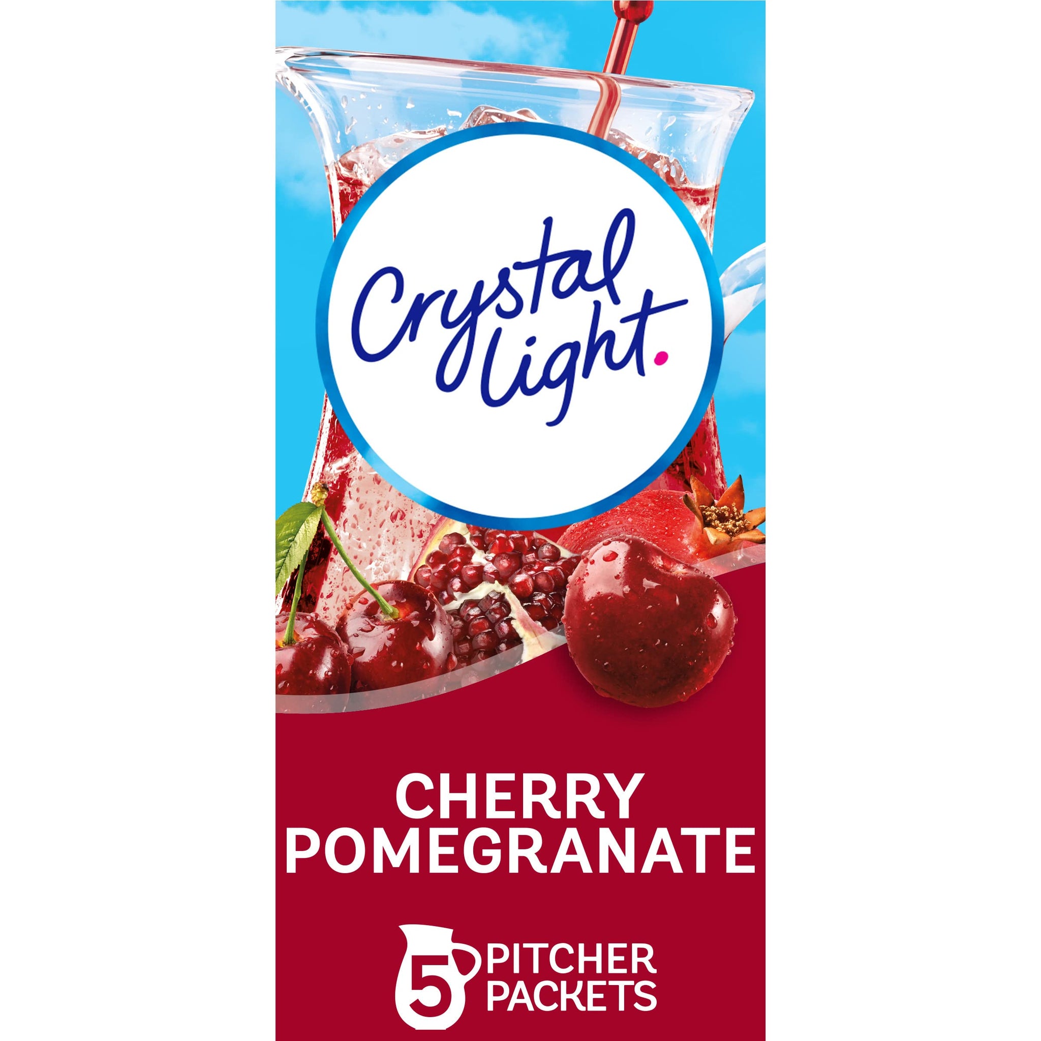 Crystal Light Cherry Pomegranate Naturally Flavored Powdered Drink Mix, 60 ct Pack, 12 Canisters of 5 Pitcher Packets
