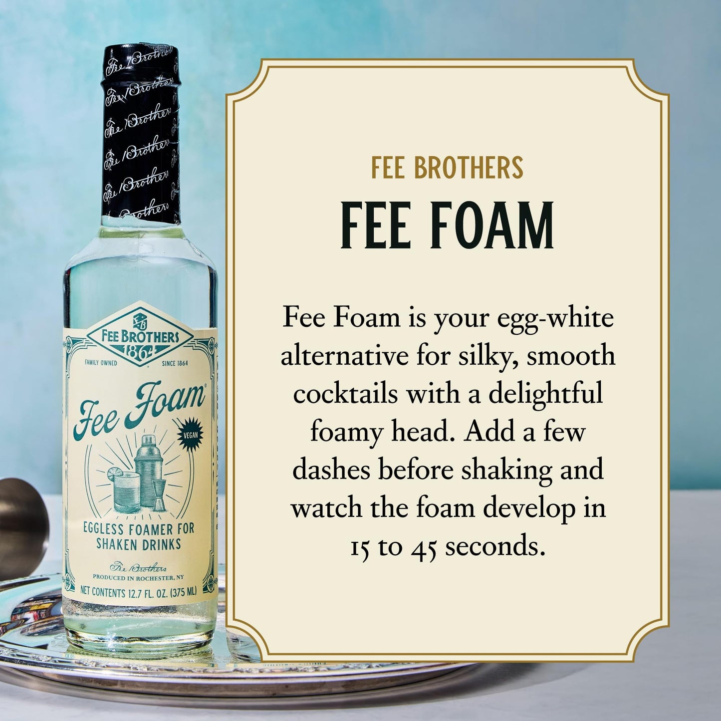 Fee Brothers Fee Foam - Cocktail Foamer and Mixer, Egg Substitute, Vegan-Friendly, Gluten Free, 12.7 fl oz (Pack of 12)