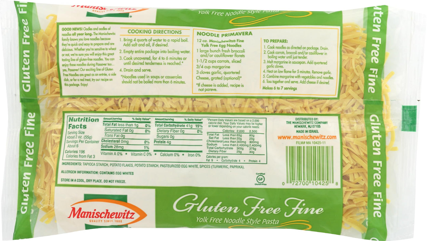 Manischewitz Fine Egg Noodles, 12 OZ