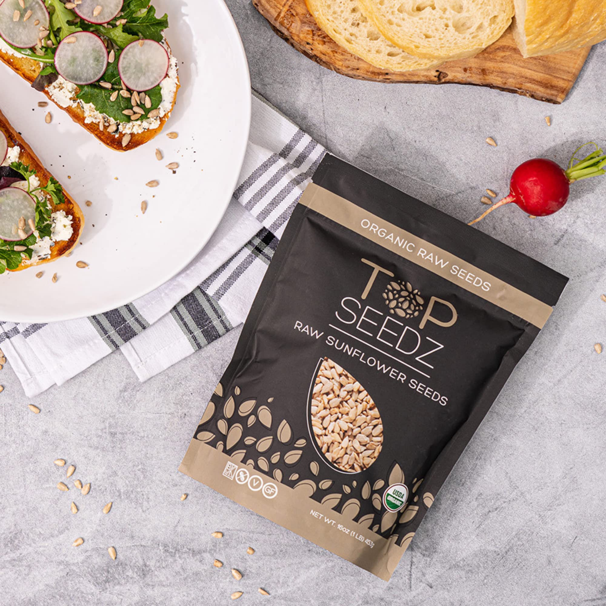 Top Seedz Certified USDA Organic Raw Sunflower Seeds | Premium Fresh and Unsalted, Shell-Free sunflower Seeds | Gluten-Free, Nut-Free, Vegan, Kosher