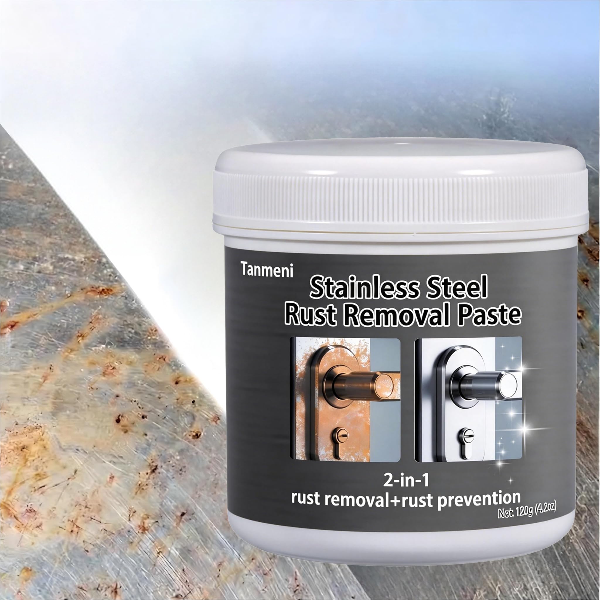 Stainless Steel Rust Stain Remover & Cleaner, Rust Spot Stain Remover for Stainless Steel Appliances and Furniture - Ideal for Grill, Fridge, Knife or