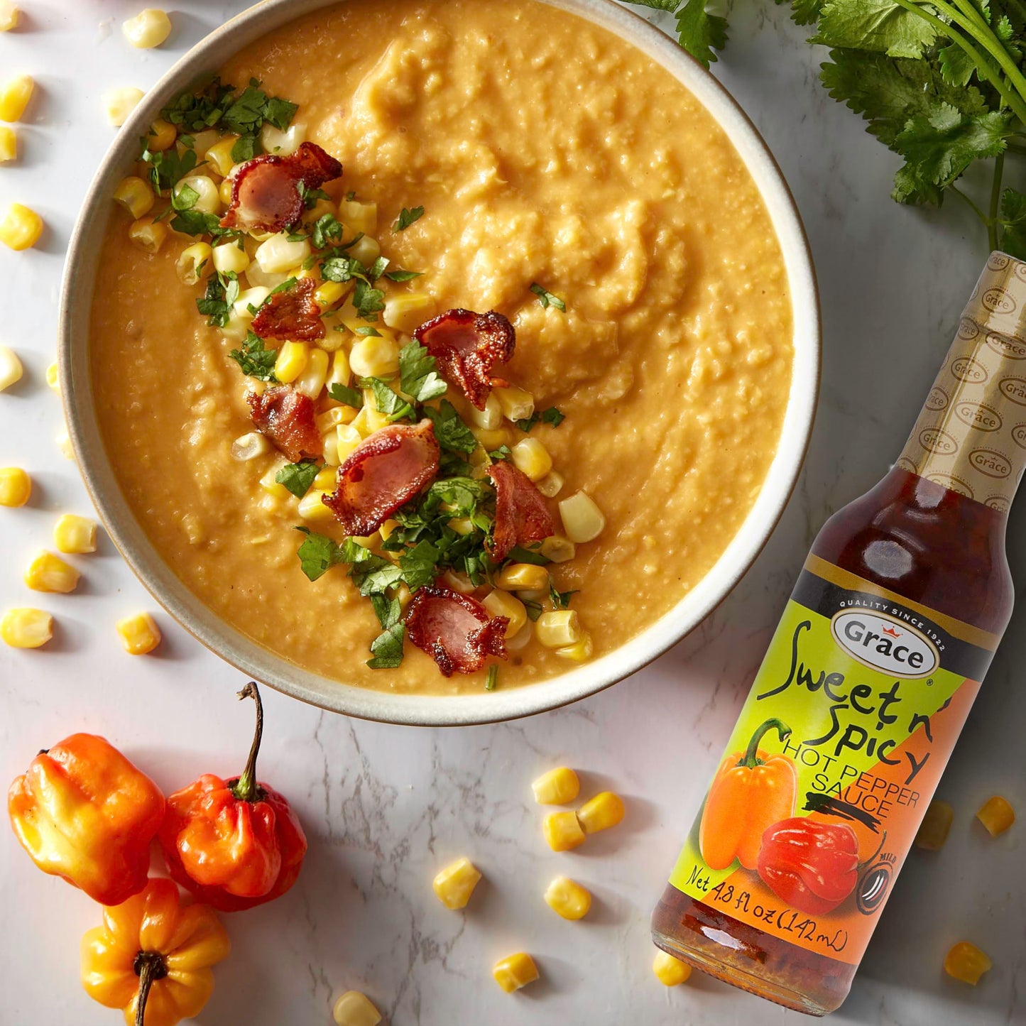 Grace Sweet N' Spicy Hot Pepper Sauce 4.8oz - 2 Pack - Balanced Combination of Peppers - Caribbean Sweet Chili Wing & Dipping Sauce