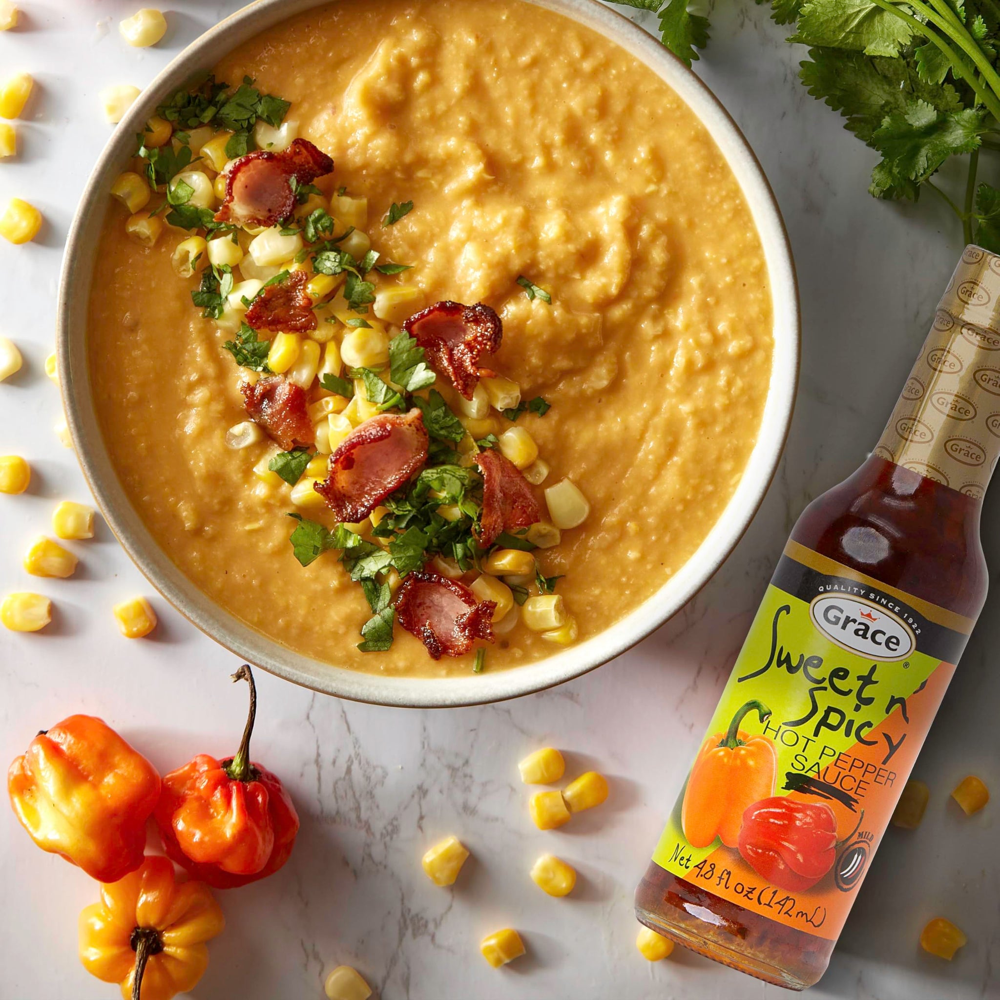 Grace Sweet N' Spicy Hot Pepper Sauce 4.8oz - 2 Pack - Balanced Combination of Peppers - Caribbean Sweet Chili Wing & Dipping Sauce