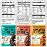 BeanVIVO - Variety 3 Pack (10 oz each) - Organic Baja Black Beans, Three Bean Vegan Chili, BBQ Pinto Beans - Seasoned & Ready to Eat, Plant Protein