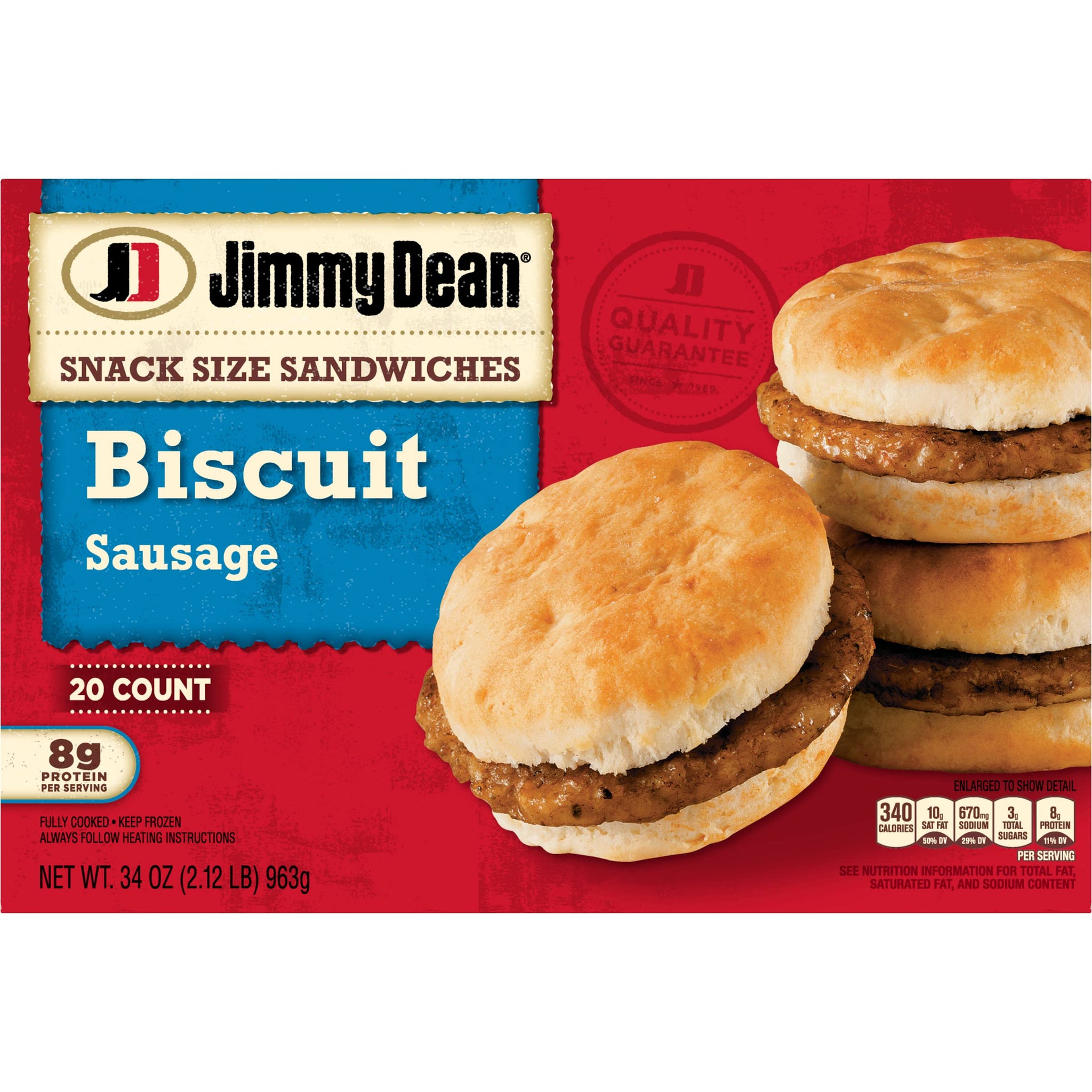 Jimmy Dean Snack Size Sausage Biscuit Sandwiches, 20 Count (Frozen)