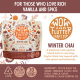 Wow and Flutter Winter Chai Loose Leaf Black Tea | Caffeinated Spiced Blend with Ginger, Cinnamon, Cloves, Vanilla & Rose | Bright Citrus Finish, Cozy