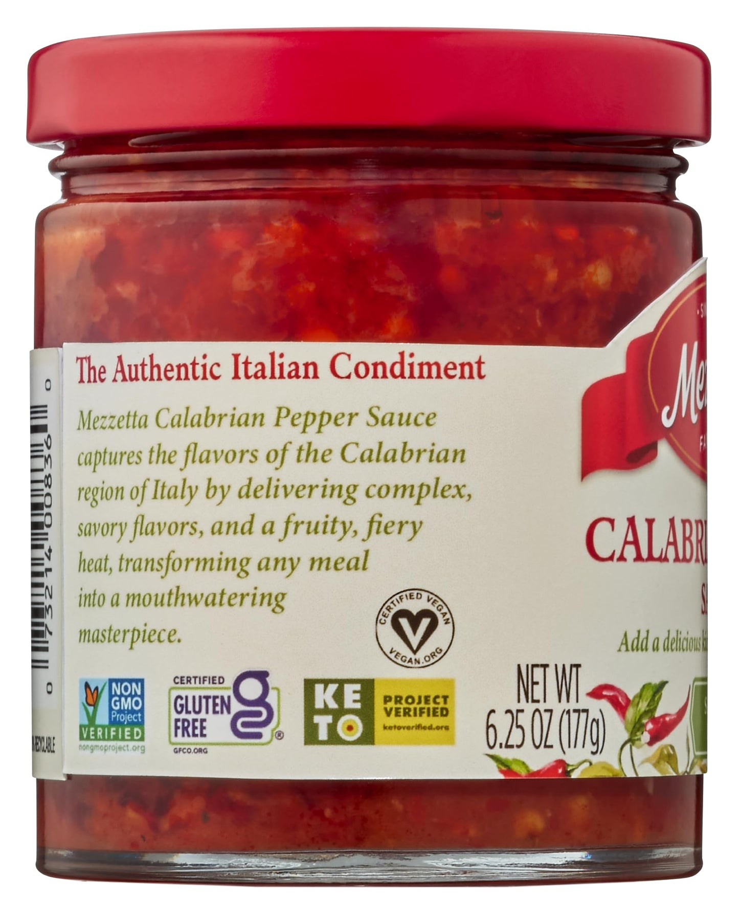 Mezzetta Calabrian Pepper Sauce - Fruity Fiery Flavor with Extra Virgin Olive Oil - Italian Ingredient for Pizza, Pasta, Sandwiches - Red Bell Pepper