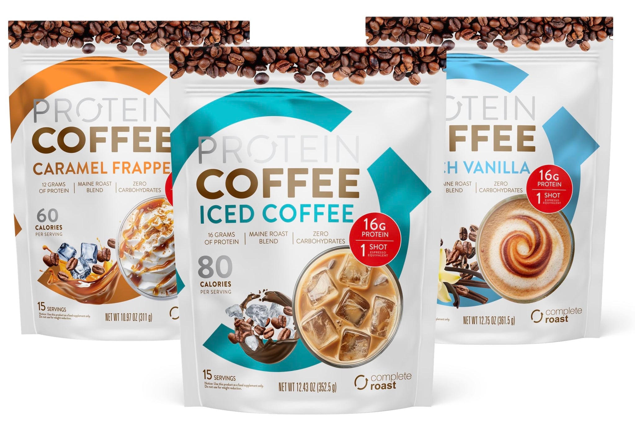 Complete Roast 3-Pack - Caramel Frappe, Iced Coffee, and French Vanilla