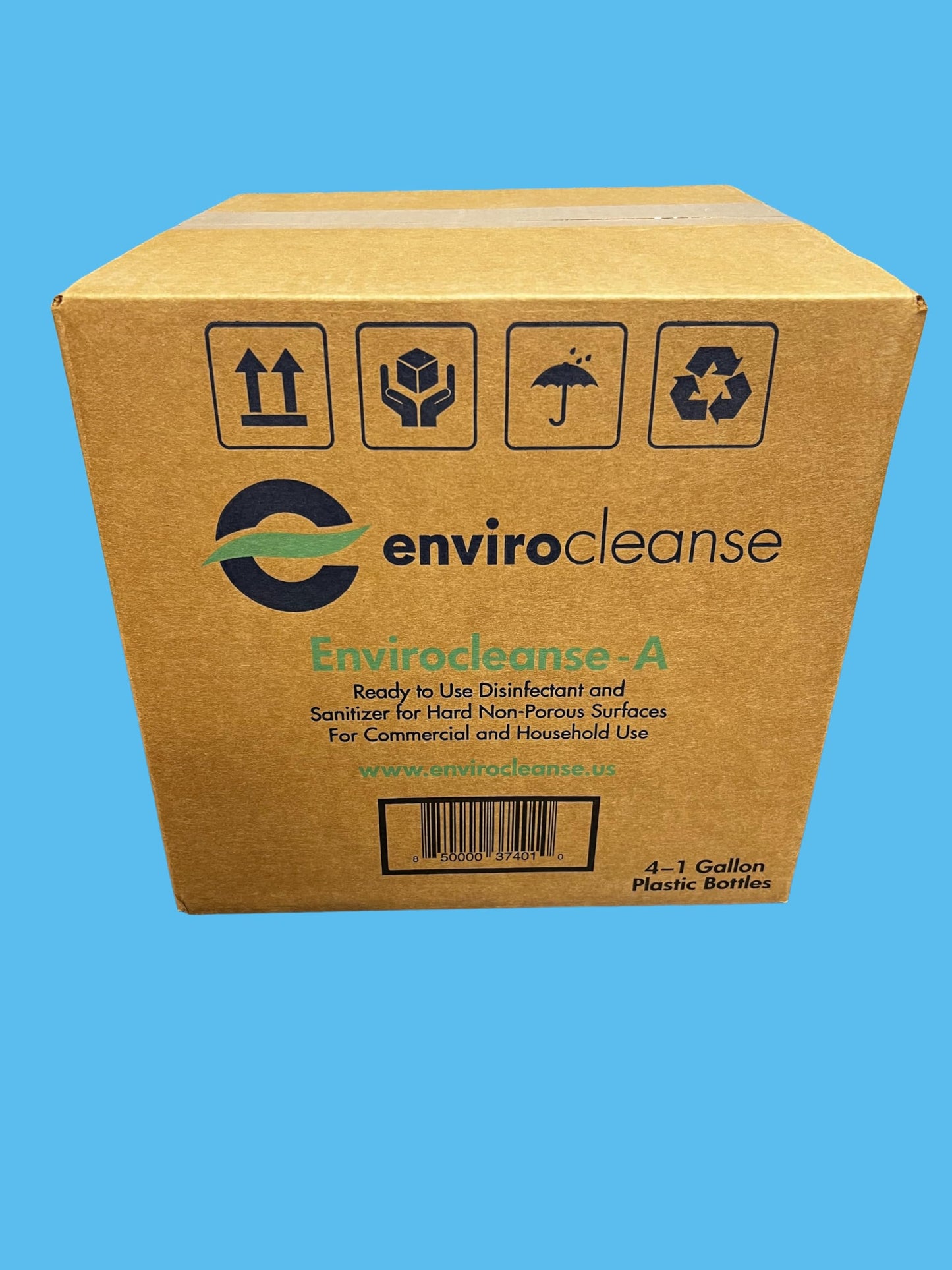 ENVIROCLEANSE-A Liquid Disinfectant Box of 4x1 Gallon Bottle Hypochlorous Acid Formula Contains No Bleach or Harsh Chemicals Home, Office, Doctors