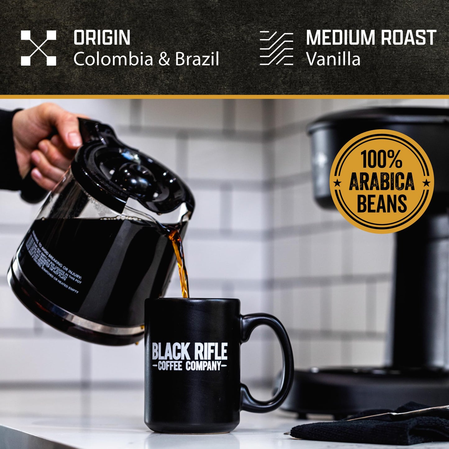 Black Rifle Coffee Company Vanilla, 12oz Bag, Ground Coffee Medium Roast - Roasted Blend Made from Arabica Beans - Colombian & Brazilian Beans