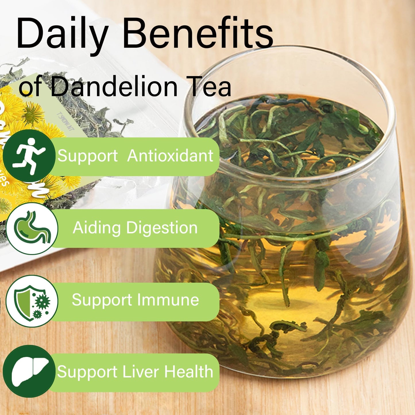 Dandelion Loose Leaf Root Tea 4.4 Ounce(125g), Diente de Leon Natural Herbal Tea for Kidney & Liver, Aid in Digestion, Raw, Caffeine-Free