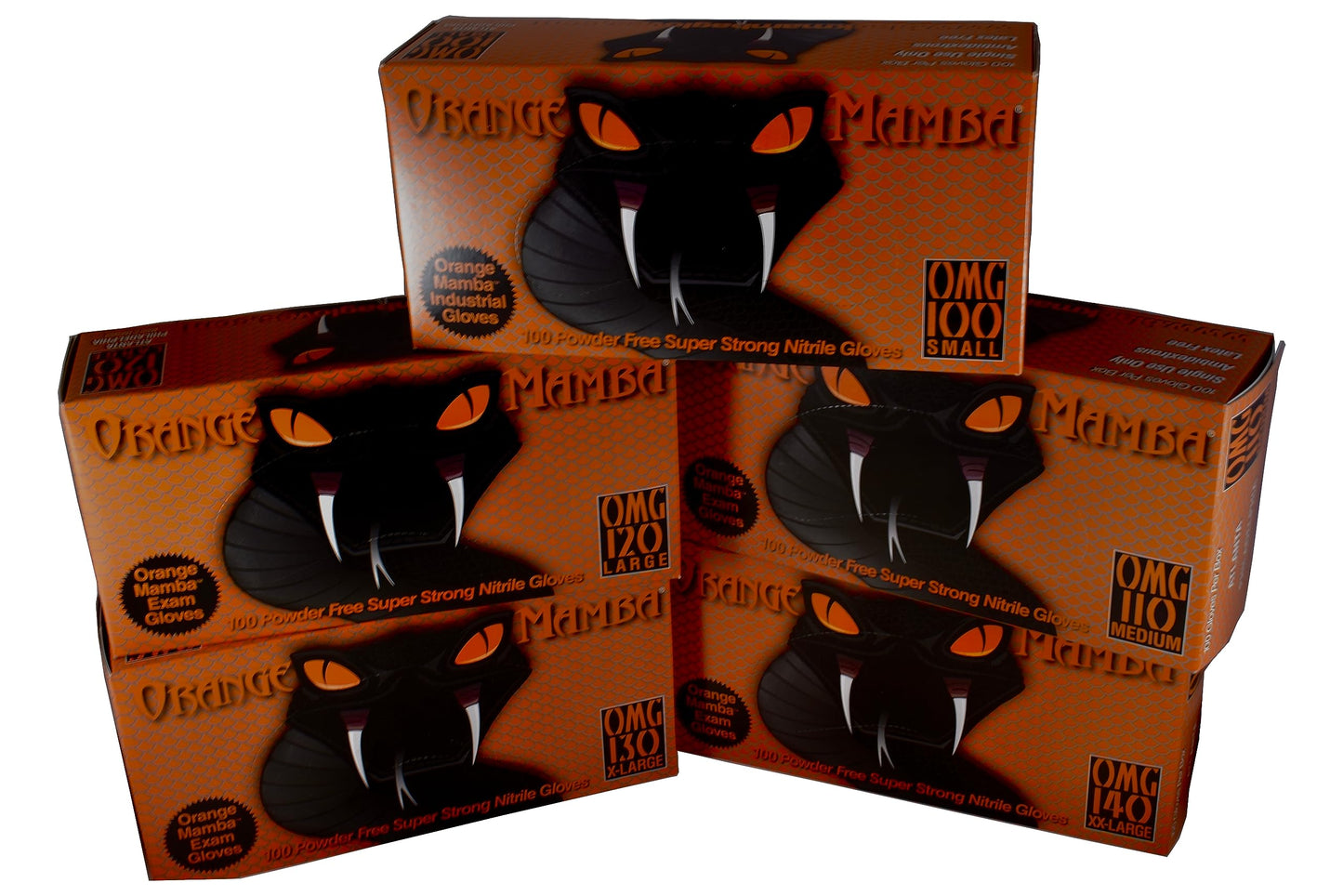 Black Mamba Orange Mamba Super Strong Nitrile 100 Glove Box Textured Grip (Large)