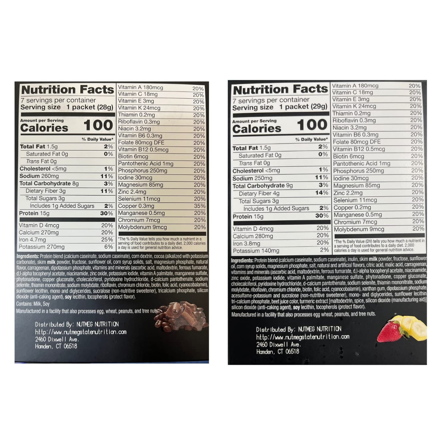 PROTIFIT - High Protein Mocha & Strawberry Banana Pudding & Shake Mix 2 Pack, 15g Protein, Low Calorie, Low Fat, Low Carb, Aspartame Free, Idea
