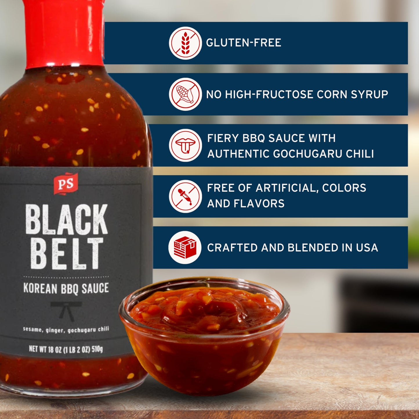 PS Seasoning Blackbelt Korean BBQ Sauce - All-Purpose Marinade, Glaze, Baste, and Dip - Savory Grilling Sauce for Korean BBQ, Bulgogi, Beef Short