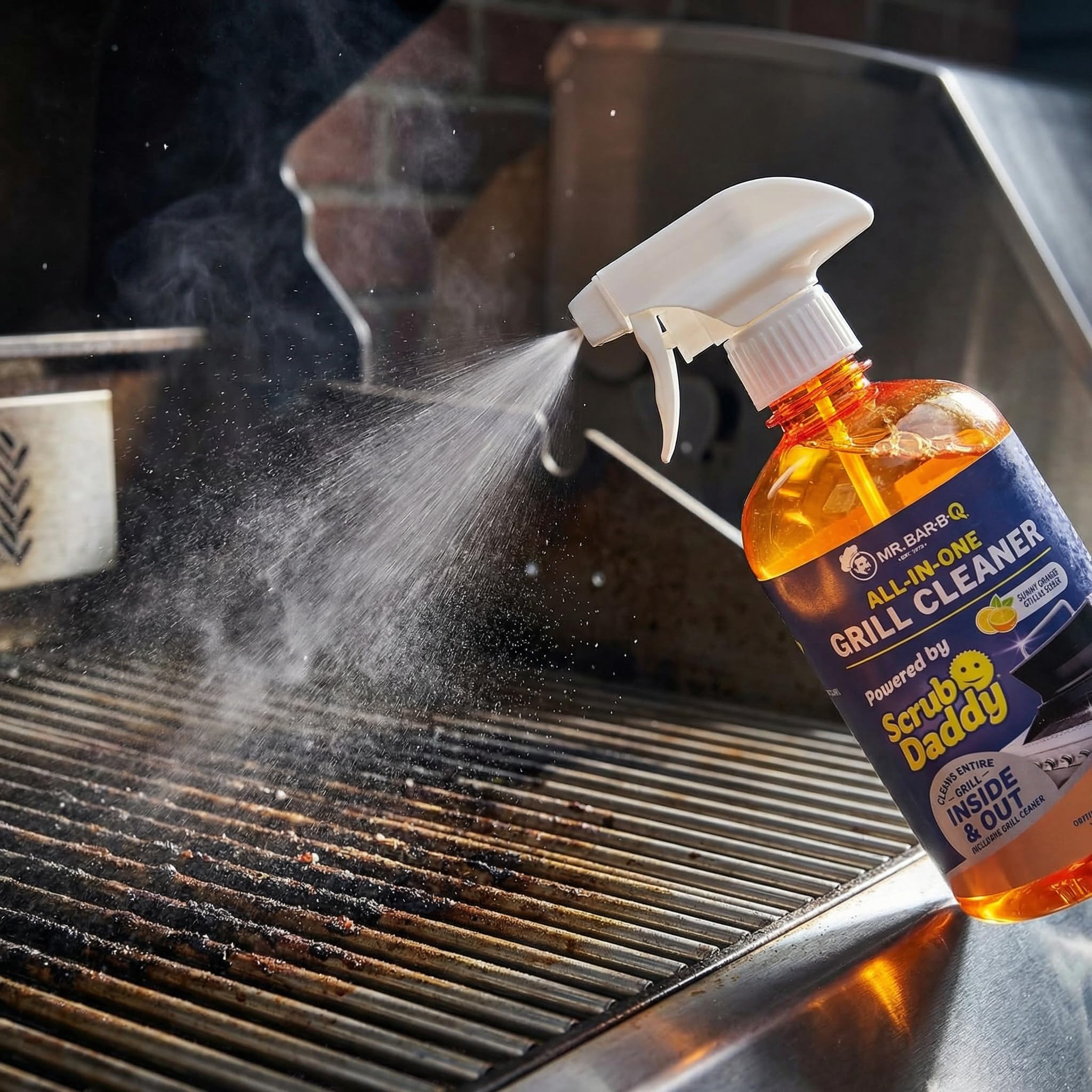 Grill Cleaner for Outdoor Grill - Bbq Cleaner Spray and Griddle Cleaner Kit with Grill Cleaning Tools and Citrus Cleaner 4 Pack