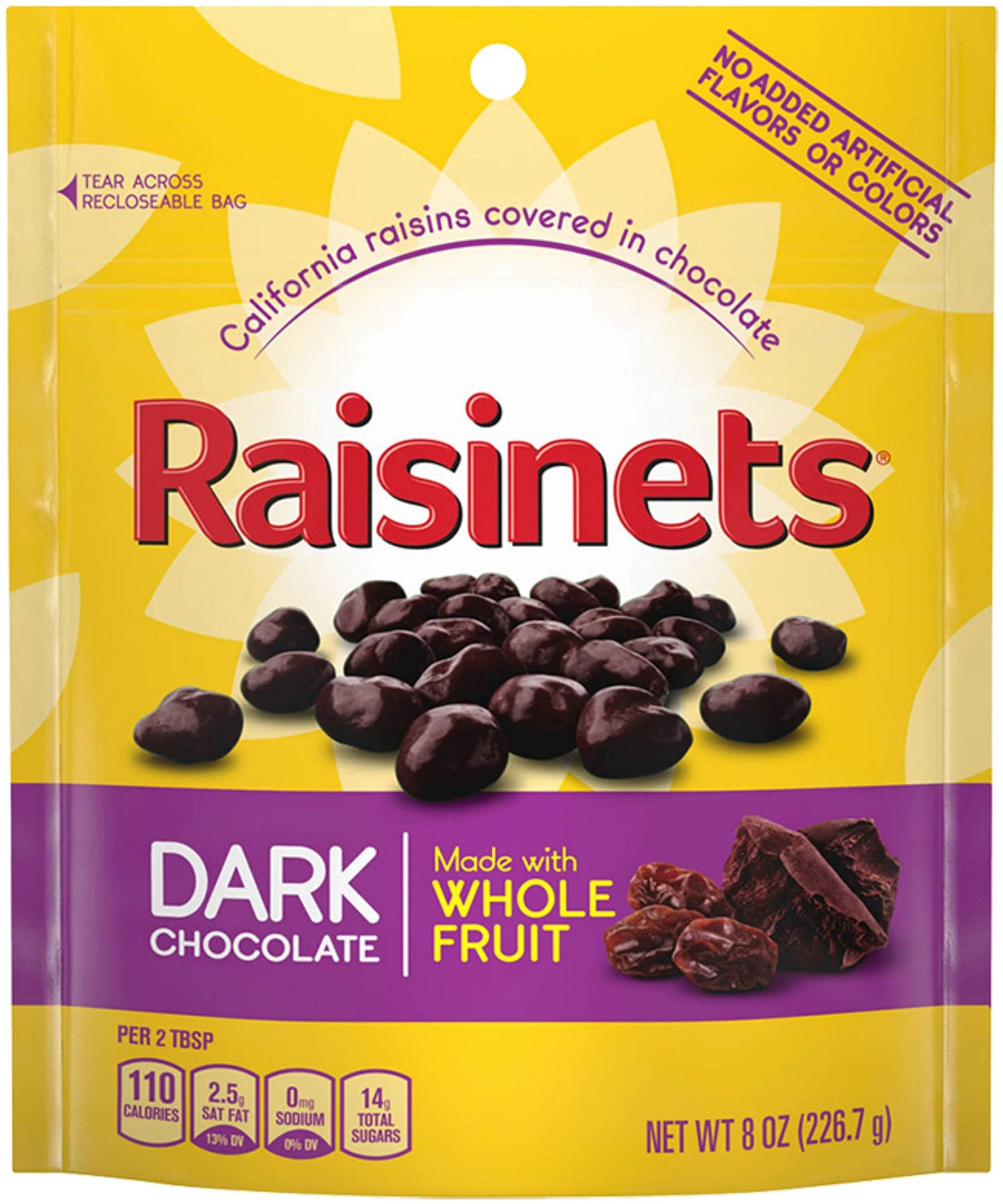 Dark Chocolate Raisinets, Ferrero Valentine's Day Candy Stand Up Reclosable Bag, 8 Ounce