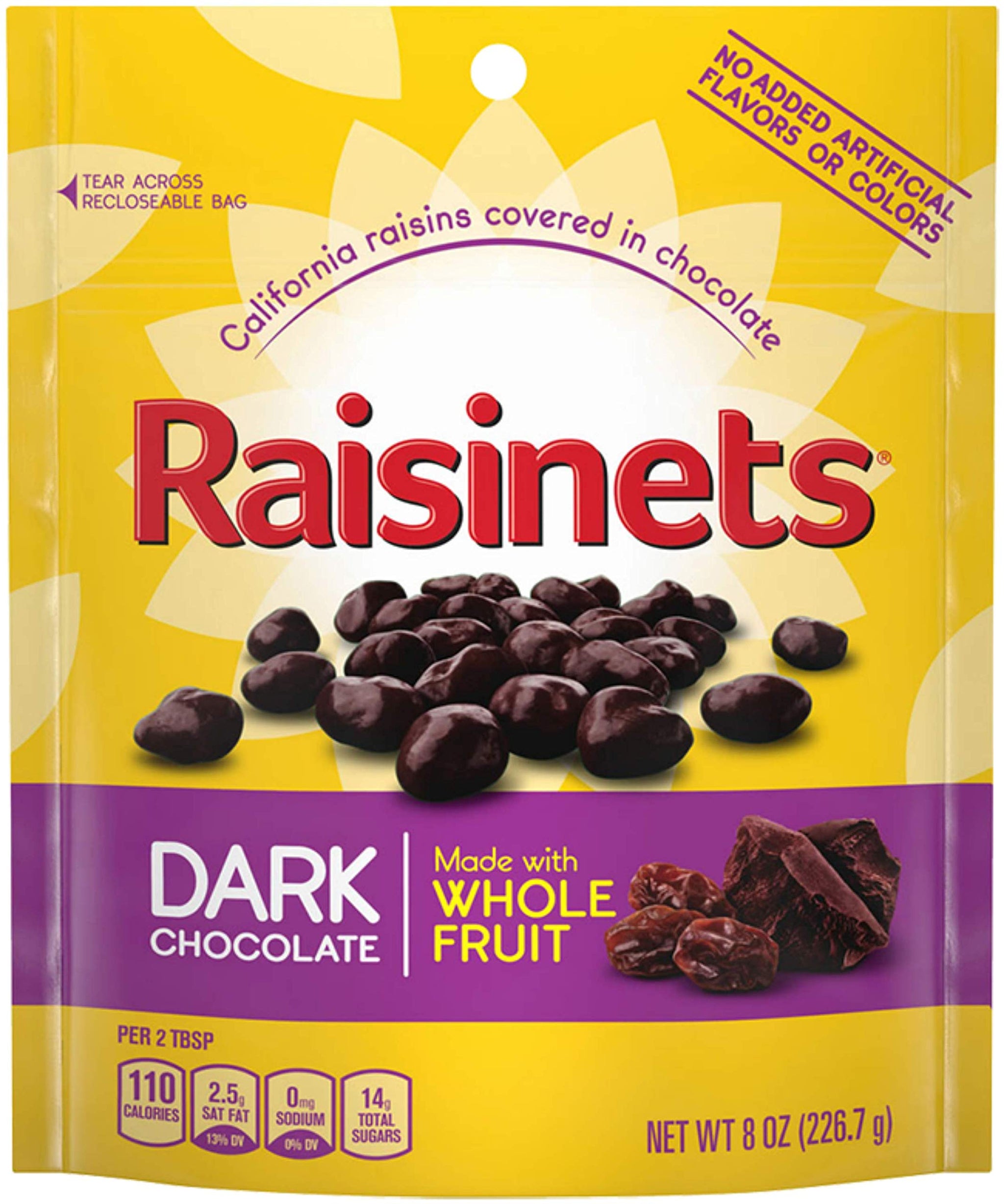Dark Chocolate Raisinets, Ferrero Valentine's Day Candy Stand Up Reclosable Bag, 8 Ounce
