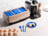 1000 Count Blue Silverware Set, 334 Plastic Forks, 333 Spoons, 333 Knives, Medium Weight BPA Free Disposable Cutlery Set, Bulk Combo Pack Flatware Set