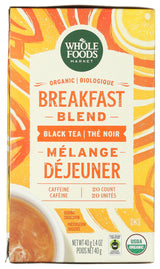 Whole Foods Market, Tea Black Breakfast Blend Organic, 20 Count