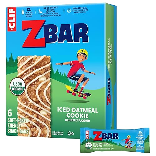 Zbar - Iced Oatmeal Cookie - Soft-Baked Energy Snack Bars - Non-GMO - 12g Whole Grains - USDA Organic Granola Bars - Snacks for Kids (6 Pack)