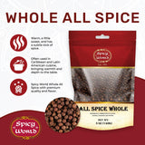 Allspice Whole Berries 5 Ounce Bag - by Spicy World (All Spice) | All Spice Pimento Jamaica Pepper for Cooking & Seasoning | Versatile Berry for