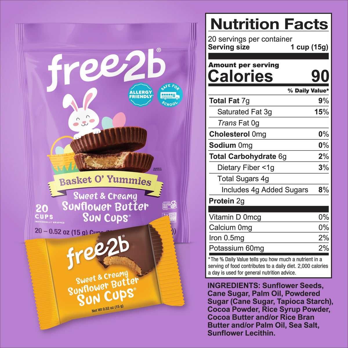 Free2b Easter Basket O' Yummies Sun Cups, Allergy Friendly, 20 Count