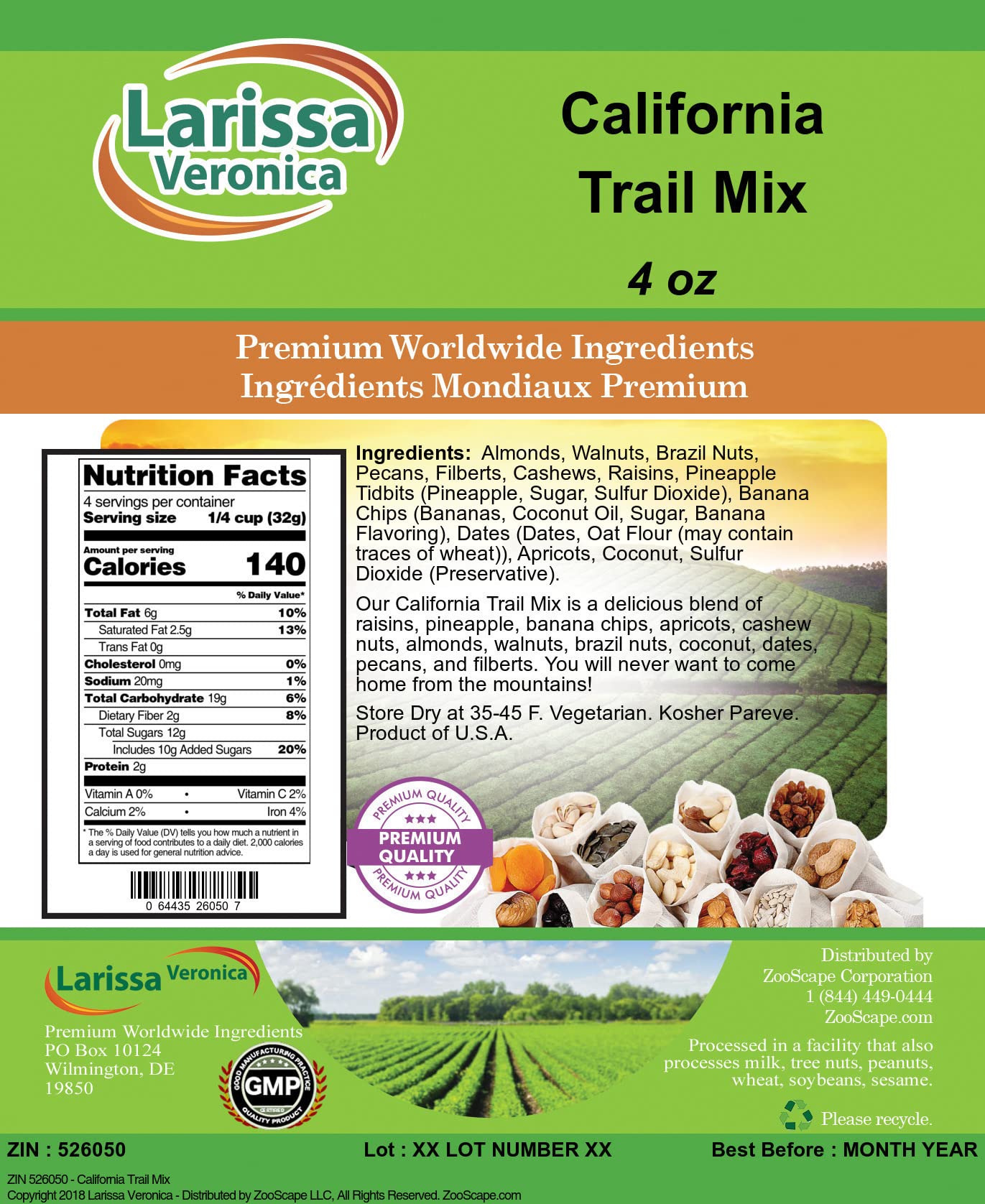 California Trail Mix (4 oz, ZIN: 526050) - 2 Pack