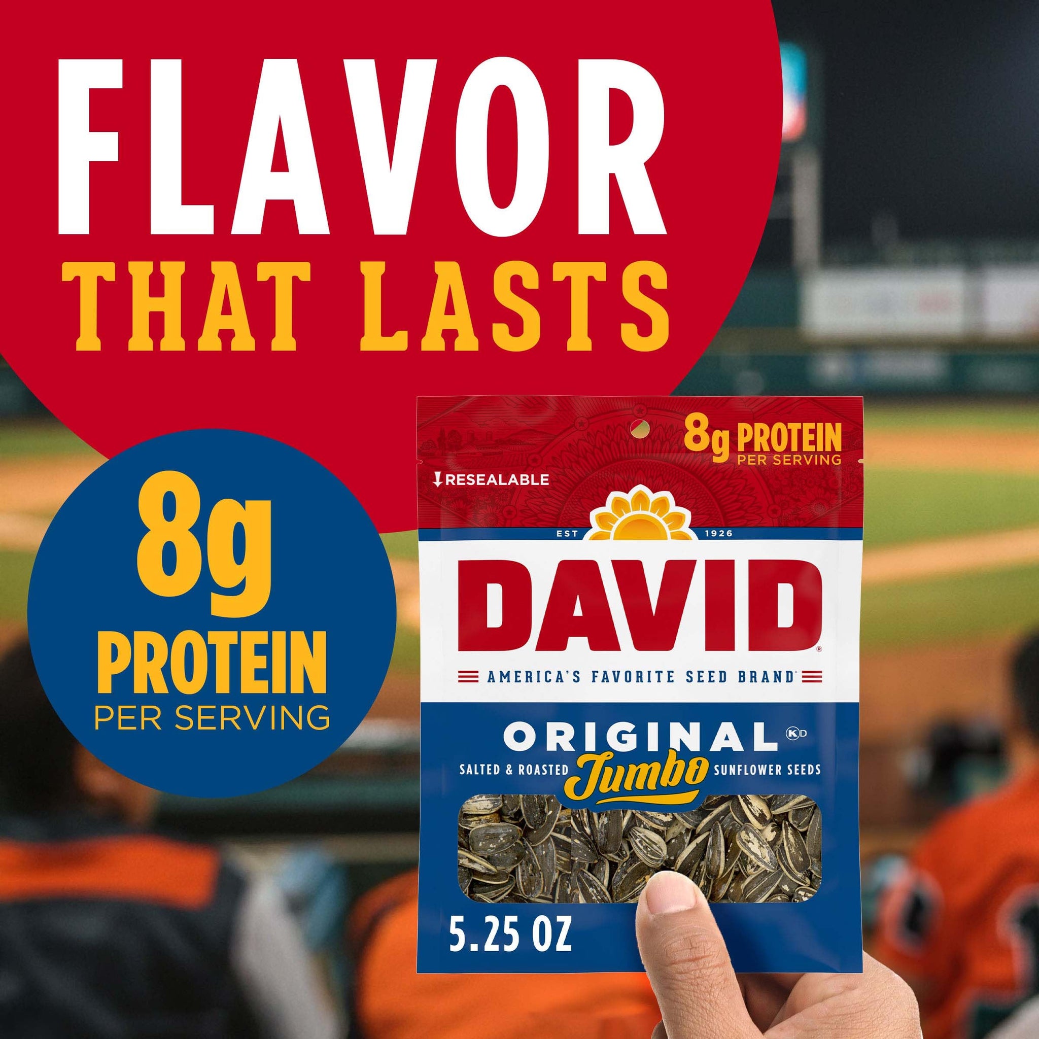DAVID Sunflower Seeds, Original Flavor, Easter Basket Stuffer for Baseball Players, 5.25 oz.