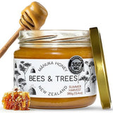 Bees & Trees Manuka Honey 350+ MGO - Raw, Pure New Zealand Monofloral Honey - Unpasteurized & Minimally Filtered - Ideal for Tea, Coffee, Dressings