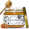 Bees & Trees Manuka Honey 350+ MGO - Raw, Pure New Zealand Monofloral Honey - Unpasteurized & Minimally Filtered - Ideal for Tea, Coffee, Dressings