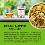 Nelson's Tea Caramel Apple Chai Tea Loose Leaf - Cut & Sifted Red Rooibos Loose Leaf Tea, Black Tea with Cinnamon Chips, Peppercorn, Ginger Root