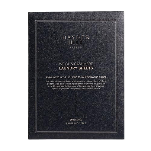 Hayden Hill Laundry Sheets For Cashmere and Wool - Fragrance Free Detergent - 30 Washes (15 Sheets) - Non-Bio Plant Based - Kind To Your Skin