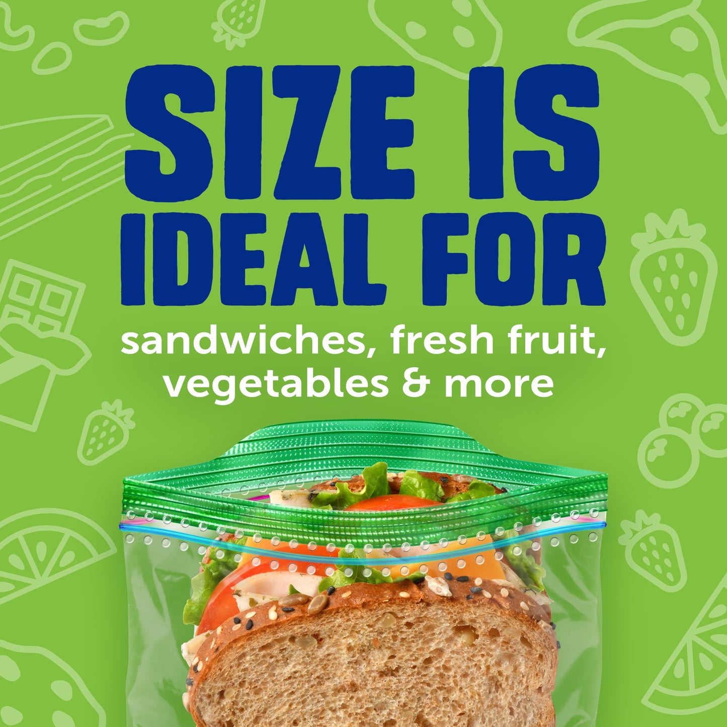 Ziploc Sandwich and Snack Bags with EasyGuide Texture, Plastic Storage Bags with Grip 'n Seal Technology, 105 Bags Total