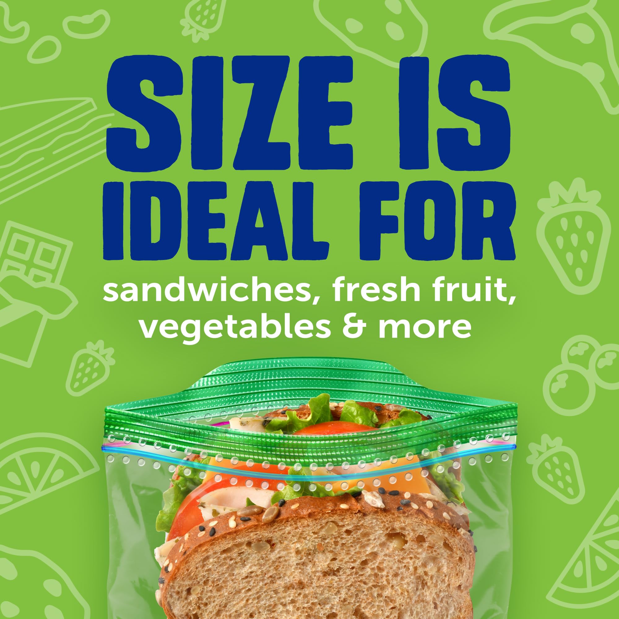 Ziploc Sandwich and Snack Bags with EasyGuide Texture, Plastic Storage Bags with Grip 'n Seal Technology, 105 Bags Total