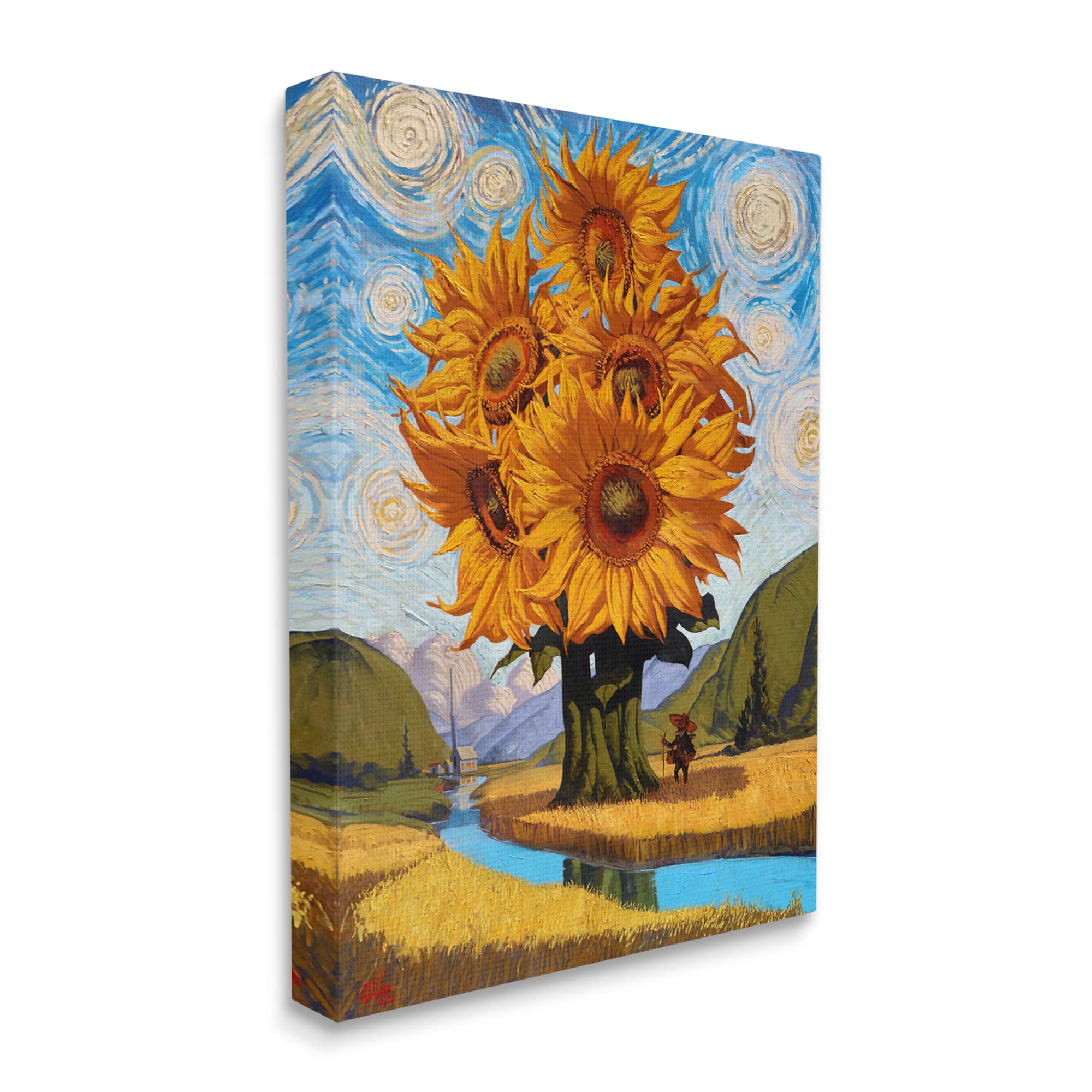 Stupell Industries Giant Sunflower Stalk Country Side Landscape Spiral Sky Canvas Wall Art, Design by Thomas Fluharty